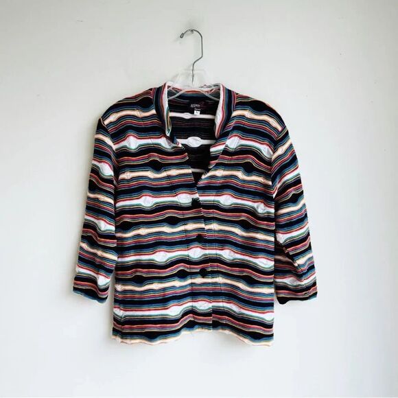 ANDRIA LIEU Funky Textured Knit Multicolor Cardigan  L - Picture 5 of 6